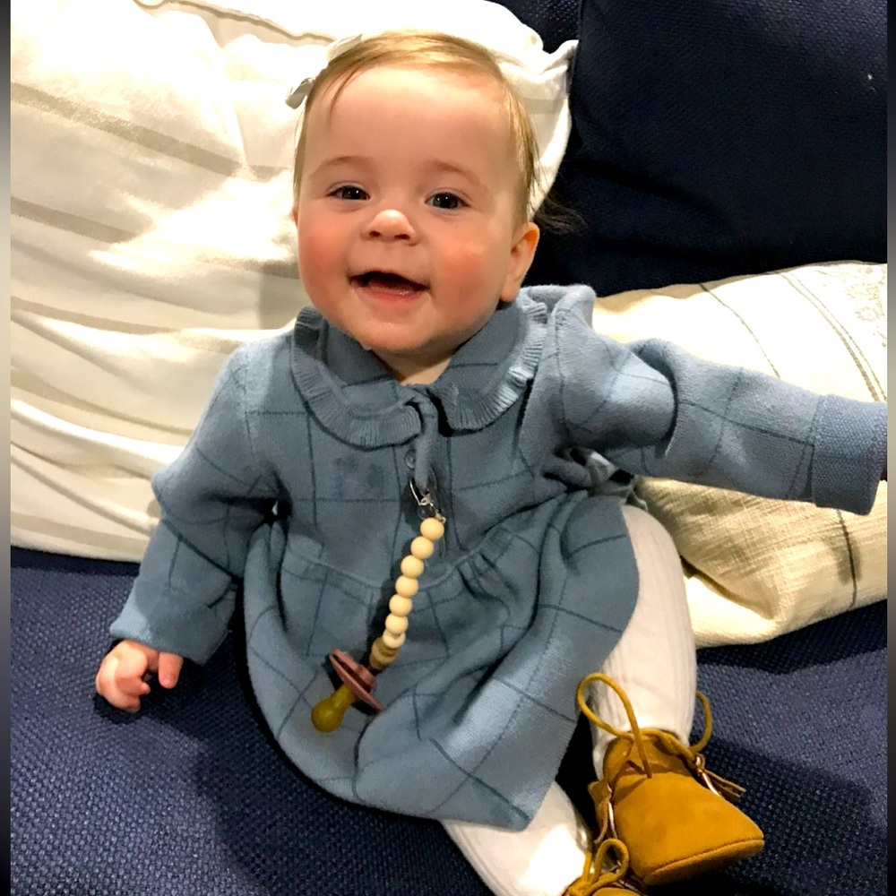 Zara - warm, blue dress - 6-9mo